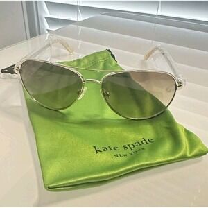 Kate Spade Women's Emmaline/S J5GHA Gold Aviator Sunglasses NEW IN BAG $129 MSRP